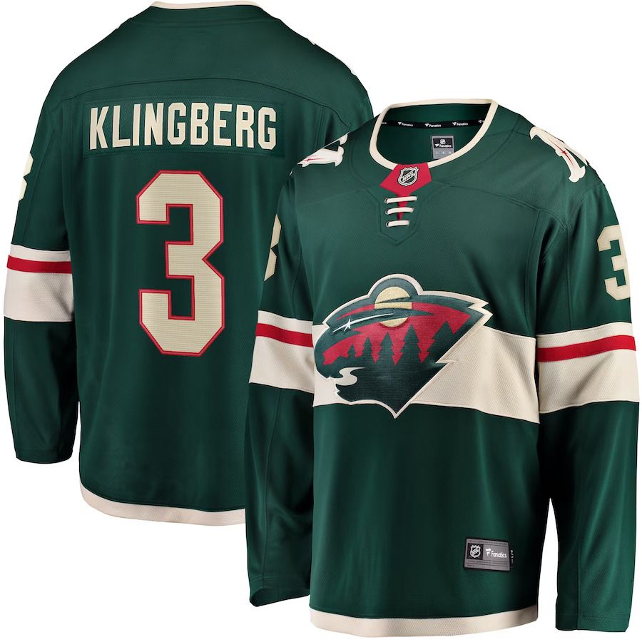 Men Minnesota Wild #3 John Klingberg Fanatics Branded Green Home Breakaway NHL Jersey->minnesota wild->NHL Jersey